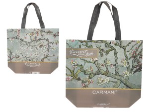 Torba śniadaniowa i na małe zakupy - van Gogh, Kwitnący Migdałowiec, srebrny (CARMANI)