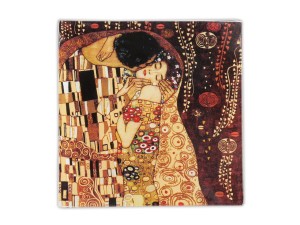 Szklany talerz dekoracyjny - G. Klimt, Pocałunek 13x13cm(CARMANI)