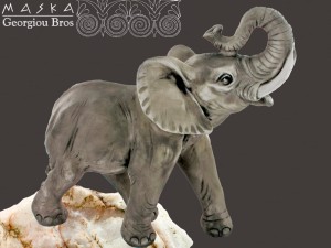 Słoń Kleofas - alabaster grecki malowany(MASKA)