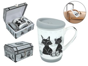 Kubek podróżny 320ml - Travelling Cats, Nowy Jork (CARMANI)