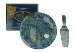 Szklany talerz dekoracyjny na ciasto z łopatką(ok. 30/26cm)  - V. van Gogh, Irysy (CARMANI)