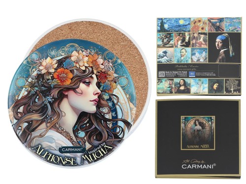 Podkładka ceramiczna, okrągła o śr. =około 11cm - Inspirowane malarstwem A. Mucha (CARMANI)