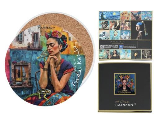 Podkładka ceramiczna, okrągła ok. 11cm - Inspirowane malarstwem F. Kahlo (CARMANI)