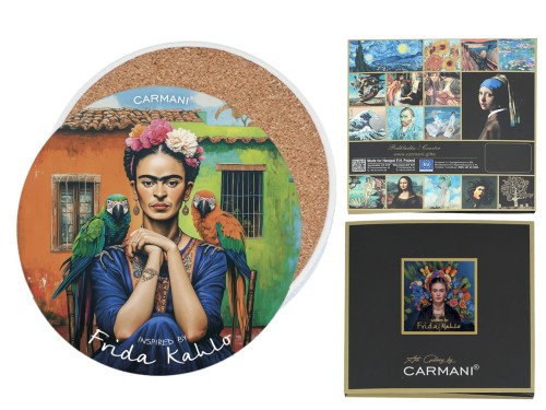 Podkładka ceramiczna, okrągła ok. 11cm - Inspirowane malarstwem F. Kahlo (CARMANI)