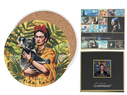 Podkładka ceramiczna, okrągła ok. 11cm - Inspirowane malarstwem F. Kahlo (CARMANI)