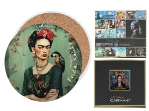Podkładka ceramiczna, okrągła ok. 11cm - Inspirowane malarstwem F. Kahlo (CARMANI)