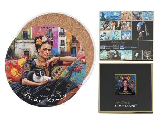 Podkładka ceramiczna, okrągła ok. 11cm - Inspirowane malarstwem F. Kahlo (CARMANI)