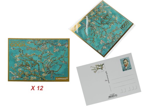 Kpl. 12 pocztówek - V. van Gogh, Kwitnący Migdałowiec (CARMANI)