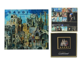 Podkładka szklana pod kubek ok. 11,5x11,5cm - inspirowana malarstwem A. Gaudi (CARMANI)