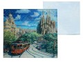 Podkładka szklana pod kubek ok. 11,5x11,5cm - inspirowana malarstwem A. Gaudi (CARMANI)