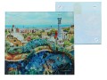 Podkładka szklana pod kubek ok. 11,5x11,5cm - inspirowana malarstwem A. Gaudi (CARMANI)