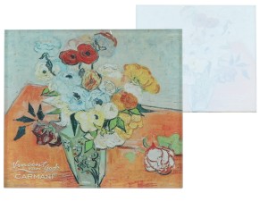 Podkładka szklana pod kubek ok. 11,5x11,5cm - van Gogh, Róże i zawilce (CARMANI)