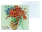 Podkładka szklana pod kubek ok. 11,5x11,5cm - van Gogh, Czerwone maki i stokrotki (CARMANI)