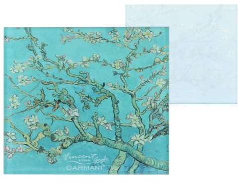 Podkładka szklana pod kubek ok. 11,5x11,5cm - van Gogh, Kwitnący Migdałowiec (CARMANI)