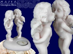 Para aniołków - świecznik -alabaster grecki