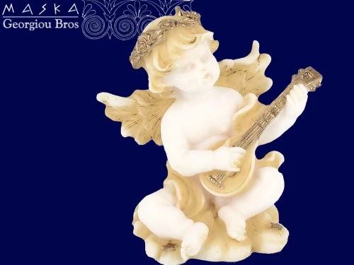 Aniołek grający na gitarze -alabaster grecki