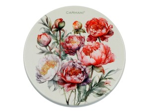 Podkładka ceramiczna, okrągła - Kwiaty, piwonie (CARMANI)