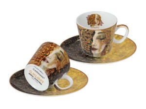 Kpl. 2 filiżanek espresso - G. Klimt, Złote łzy (białe i czarne tło) (CARMANI)