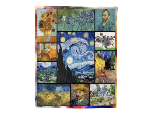 Koc 173x218cm, welur - V. van Gogh, kolaż