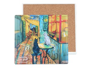 Podkładka ceramiczno-korkowa 10,5x10,5cm  - Inspirowane malarstwem V. van Gogh (CARMANI)