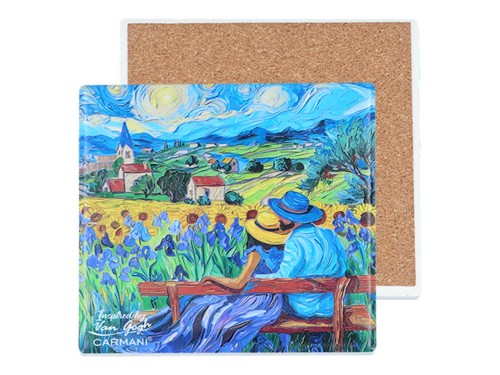 Podkładka ceramiczno-korkowa 10,5x10,5cm - Inspirowane malarstwem V. van Gogh (CARMANI)