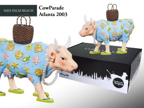 Krówka z tw. sztucznego - CowParade Atlanta 2003, Miss Palm Beach(ok. 9x14cm)