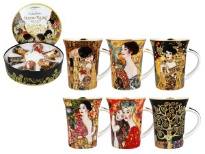 Kpl. 6 kubków 330ml w okrągłym pudełku - G. Klimt (CARMANI)