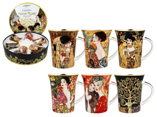 Kpl. 6 kubków 330ml w okrągłym pudełku - G. Klimt (CARMANI)