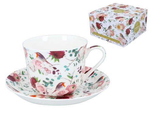 Filiżanka śniadaniowa 390ml ze spodkiem - Bird bouquet (HERITAGE)