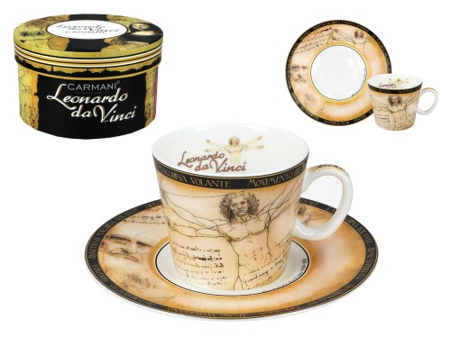 Filiżanka-espresso  90ml- L. da Vinci, Człowiek Witruwiański (CARMANI)
