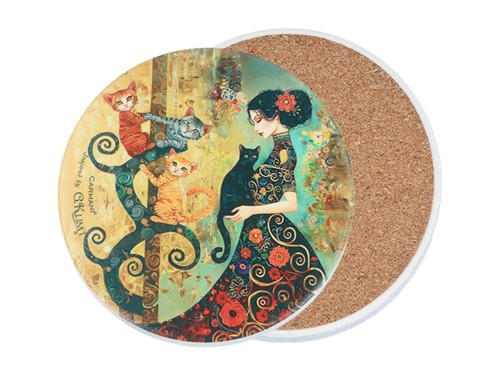 Podkładka ceramiczna, okrągła 11cm - Inspirowane malarstwem G. Klimt (CARMANI)