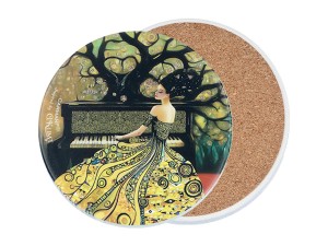 Podkładka ceramiczna, okrągła 11cm - Inspirowane malarstwem G. Klimt (CARMANI)