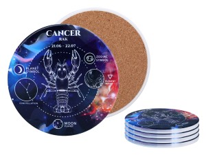 Kpl. 4 podkładek ceramicznych, okrągłe 10,5cm - Znaki zodiaku, Rak (CARMANI)