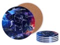 Kpl. 4 podkładek ceramicznych, okrągłe 10,5cm - Znaki zodiaku, Strzelec (CARMANI)