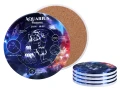 Kpl. 4 podkładek ceramicznych, okrągłe 10,5cm - Znaki zodiaku, Wodnik (CARMANI)
