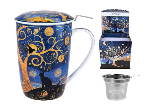 Kubek 600ml z sitkiem i przykrywką - inspirowany malarstwem V. van Gogh (CARMANI)