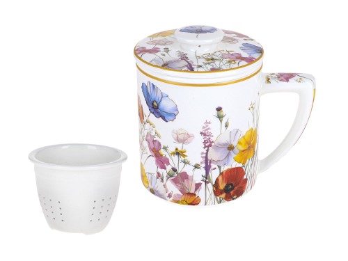 Kubek z zaparzaczem i przykrywką 400ml - L. Lozano, Lady`s Floral Symphony (CARMANI)