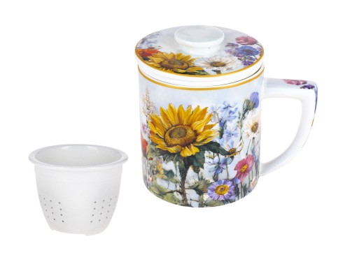 Kubek z zaparzaczem i przykrywką 400ml - L. Lozano, Lady`s Floral Symphony (CARMANI)