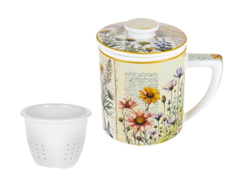 Kubek z zaparzaczem i przykrywką 400ml - L. Lozano, Herbal Harmony (CARMANI)