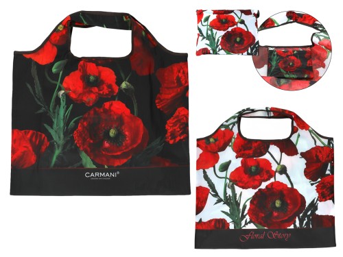 Torba na ramię, składana ok. 40x70cm - Floral story, Maki (CARMANI)