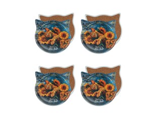 Kpl. 4 podkładek ceramicznych z uszami, ok. 10,5x10,5cm - Inspirowane malarstwem V. van Gogh (CARMANI)