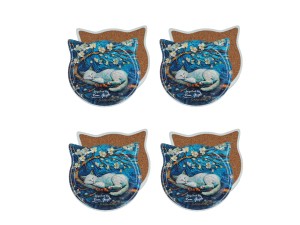 Kpl. 4 podkładek ceramicznych z uszami, ok. 10,5x10,5cm - Inspirowane malarstwem V. van Gogh (CARMANI)