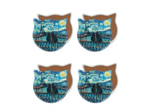Kpl. 4 podkładek ceramicznych z uszami, ok. 10,5x10,5cm - Inspirowane malarstwem V. van Gogh (CARMANI)