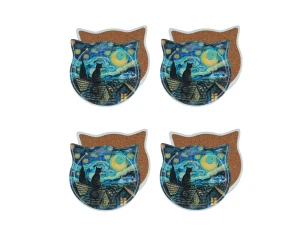Kpl. 4 podkładek ceramicznych z uszami - Inspirowane malarstwem V. van Gogh (CARMANI)