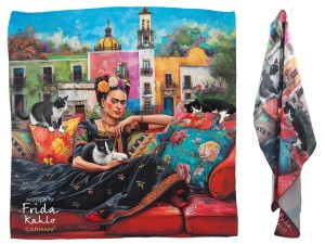 Apaszka z taminy 50x50cm - Inspirowana malarstwem F. Kahlo (CARMANI)