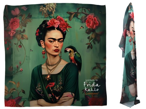 Apaszka z taminy 50x50cm - Inspirowana malarstwem F. Kahlo (CARMANI)