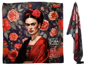 Apaszka z taminy 50x50cm - Inspirowana malarstwem F. Kahlo (CARMANI)