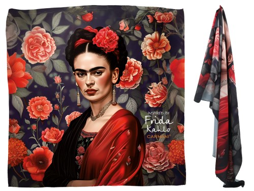 Apaszka z taminy 50x50cm - Inspirowana malarstwem F. Kahlo (CARMANI)