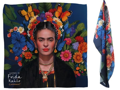 Apaszka z taminy 50x50cm - Inspirowana malarstwem F. Kahlo (CARMANI)