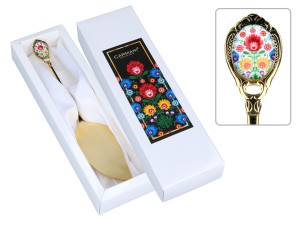 Pozłacana łopatka do ciasta - Kujawskie, białe (CARMANI)